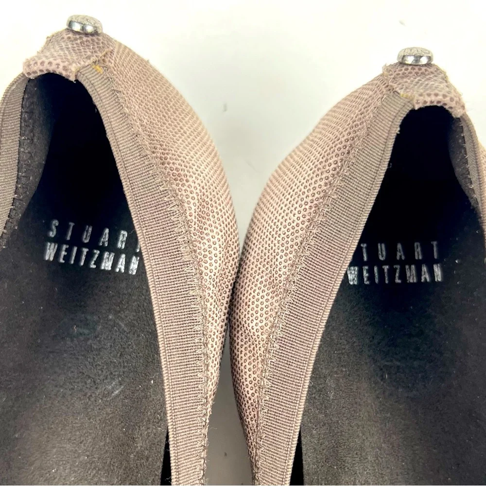 Stuart Weitzman Dark Taupe Textile Travel Ballet Flats Size 8.5 W